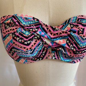 Victoria's Secret Multi-Way Bandeau Bikini Top Aztec Print Neon Pink Size M